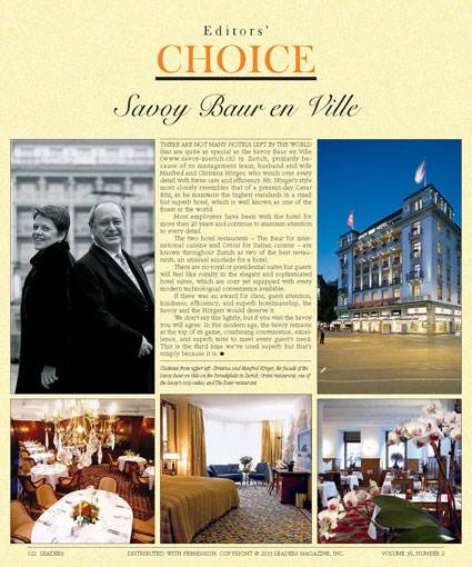 Editors Choice - Savoy Baur en Ville